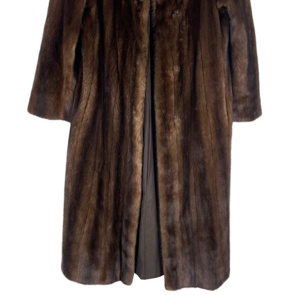 Vintage Nafia Real Mink Fur Long Coat Full Length Brown Size 8 - Picture 7 of 12
